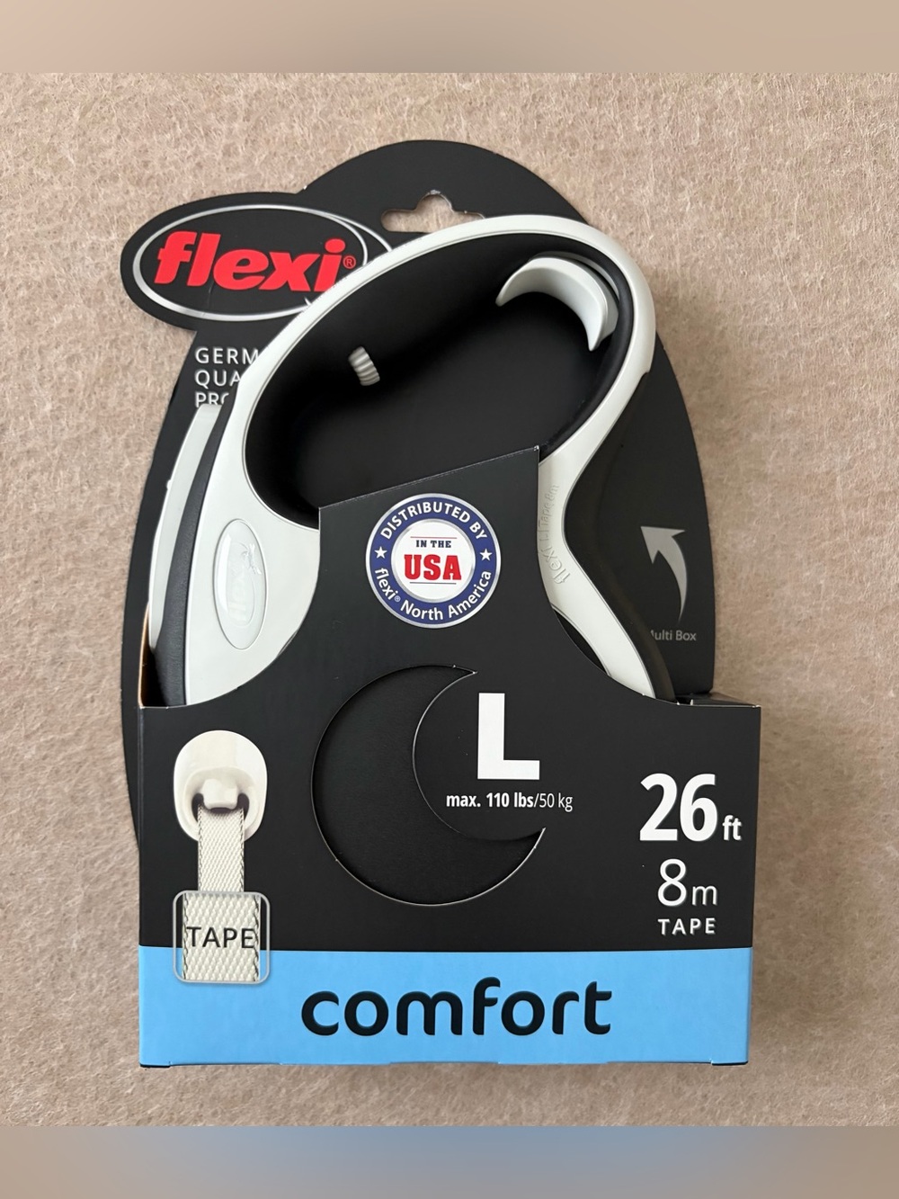 Flexi New Comfort Large Retractable Tape Dog Leash 26ft 8m Max 110 lbs New